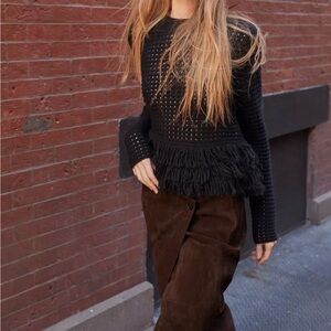 Zara Fringed Plaid Jumper